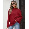 image:imageANRABESS Womens Mock Turtle Neck Sweaters Cable Knit Long Sleeve 2026 Fall Winter Tunic SweaterRed