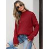 image:imageANRABESS Womens Mock Turtle Neck Sweaters Cable Knit Long Sleeve 2026 Fall Winter Tunic SweaterRed