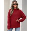image:imageANRABESS Womens Mock Turtle Neck Sweaters Cable Knit Long Sleeve 2026 Fall Winter Tunic SweaterRed
