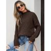 image:imageANRABESS Womens Mock Turtle Neck Sweaters Cable Knit Long Sleeve 2026 Fall Winter Tunic SweaterRed Brown