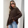 image:imageANRABESS Womens Mock Turtle Neck Sweaters Cable Knit Long Sleeve 2026 Fall Winter Tunic SweaterRed Brown