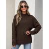 image:imageANRABESS Womens Mock Turtle Neck Sweaters Cable Knit Long Sleeve 2026 Fall Winter Tunic SweaterRed Brown