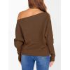 image:imageANRABESS Womens Off Shoulder Sweaters 2025 Fall Long Batwing Sleeve Loose Fit Knit Tops Casual Pullovers JumpersDeep Caramel