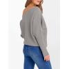 image:imageANRABESS Womens Off Shoulder Sweaters 2025 Fall Long Batwing Sleeve Loose Fit Knit Tops Casual Pullovers JumpersGray Apricot