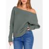 image:imageANRABESS Womens Off Shoulder Sweaters 2025 Fall Long Batwing Sleeve Loose Fit Knit Tops Casual Pullovers JumpersGrey Green