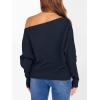 image:imageANRABESS Womens Off Shoulder Sweaters 2025 Fall Long Batwing Sleeve Loose Fit Knit Tops Casual Pullovers JumpersNavy Blue