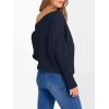 image:imageANRABESS Womens Off Shoulder Sweaters 2025 Fall Long Batwing Sleeve Loose Fit Knit Tops Casual Pullovers JumpersNavy Blue