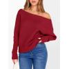 image:imageANRABESS Womens Off Shoulder Sweaters 2025 Fall Long Batwing Sleeve Loose Fit Knit Tops Casual Pullovers JumpersRed