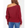 image:imageANRABESS Womens Off Shoulder Sweaters 2025 Fall Long Batwing Sleeve Loose Fit Knit Tops Casual Pullovers JumpersRed