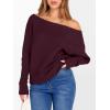 image:imageANRABESS Womens Off Shoulder Sweaters 2025 Fall Long Batwing Sleeve Loose Fit Knit Tops Casual Pullovers JumpersWine Red