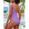 image:imageANRABESS Womens One Piece Swimsuit Square Neck Backless Solid Modest Full Coverage Ribbed Bathing Suits 2026 Summer SwimwearLight Purple