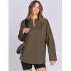 image:imageANRABESS Womens Oversized Hoodie Quarter Zip Sweatshirts 2025 Fall Winter Tunic Pullover Top Trendy Teen Girls Preppy ClothesCoffee