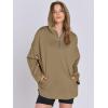 image:imageANRABESS Womens Oversized Hoodie Quarter Zip Sweatshirts 2025 Fall Winter Tunic Pullover Top Trendy Teen Girls Preppy ClothesDark Khaki