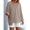 image:imageANRABESS Womens Oversized Sweatshirts Long Sleeve Tunic Shirts V Neck Loose Pullover Tops 2026 Spring Teen Girls OutfitDark Khaki