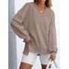 image:imageANRABESS Womens Oversized Sweatshirts Long Sleeve Tunic Shirts V Neck Loose Pullover Tops 2026 Spring Teen Girls OutfitDark Khaki