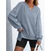 image:imageANRABESS Womens Oversized Sweatshirts Long Sleeve Tunic Shirts V Neck Loose Pullover Tops 2026 Spring Teen Girls OutfitLight Blue