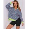 image:imageANRABESS Womens Oversized Sweatshirts Long Sleeve Tunic Shirts V Neck Loose Pullover Tops 2026 Spring Teen Girls OutfitPink Green