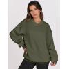 image:imageANRABESS Womens Oversized V Neck Sweatshirt Fleece Long Sleeve Hoodies Pullover Comfy Top 2026 Outfits Teen Preppy ClothesArmy Green