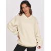 image:imageANRABESS Womens Oversized V Neck Sweatshirt Fleece Long Sleeve Hoodies Pullover Comfy Top 2026 Outfits Teen Preppy ClothesBeige