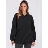 image:imageANRABESS Womens Oversized V Neck Sweatshirt Fleece Long Sleeve Hoodies Pullover Comfy Top 2026 Outfits Teen Preppy ClothesBlack