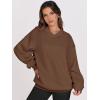 image:imageANRABESS Womens Oversized V Neck Sweatshirt Fleece Long Sleeve Hoodies Pullover Comfy Top 2026 Outfits Teen Preppy ClothesCoffee