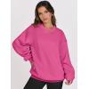 image:imageANRABESS Womens Oversized V Neck Sweatshirt Fleece Long Sleeve Hoodies Pullover Comfy Top 2026 Outfits Teen Preppy ClothesHot Pink