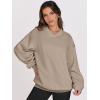 image:imageANRABESS Womens Oversized V Neck Sweatshirt Fleece Long Sleeve Hoodies Pullover Comfy Top 2026 Outfits Teen Preppy ClothesLight Brown