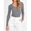 image:imageANRABESS Womens Ribbed Fitted Sweater Long Sleeve Shirts Scoop Neck Lightweight Casual Knit Slim Tops 2025 Fall OutfitsDark Gray