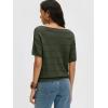 image:imageANRABESS Womens Short Sleeve Sweater Crochet Boat Neck Lightweight Business Casual Tops 2026 Summer Beach Vacation ClothesArmy Green