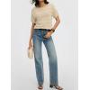 image:imageANRABESS Womens Short Sleeve Sweater Crochet Boat Neck Lightweight Business Casual Tops 2026 Summer Beach Vacation ClothesBeige