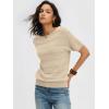 image:imageANRABESS Womens Short Sleeve Sweater Crochet Boat Neck Lightweight Business Casual Tops 2026 Summer Beach Vacation ClothesBeige