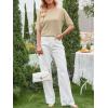 image:imageANRABESS Womens Short Sleeve Sweater Wool Blend Crewneck Lightweight Sweaters Tops Summer Spring Business Casual OutfitsParchment