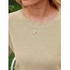 image:imageANRABESS Womens Short Sleeve Sweater Wool Blend Crewneck Lightweight Sweaters Tops Summer Spring Business Casual OutfitsParchment