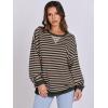 image:imageANRABESS Womens Striped Oversized Sweatshirts Crew Neck Long Sleeve Shirts Soft Color Block Pullover Top Fashion ClothingBlack Grey