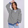 image:imageANRABESS Womens Striped Oversized Sweatshirts Crew Neck Long Sleeve Shirts Soft Color Block Pullover Top Fashion ClothingBlack White