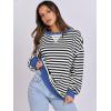 image:imageANRABESS Womens Striped Oversized Sweatshirts Crew Neck Long Sleeve Shirts Soft Color Block Pullover Top Fashion ClothingBlack White