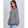image:imageANRABESS Womens Striped Oversized Sweatshirts Crew Neck Long Sleeve Shirts Soft Color Block Pullover Top Fashion ClothingBlack White