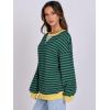 image:imageANRABESS Womens Striped Oversized Sweatshirts Crew Neck Long Sleeve Shirts Soft Color Block Pullover Top Fashion ClothingBlue Green