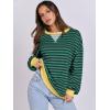 image:imageANRABESS Womens Striped Oversized Sweatshirts Crew Neck Long Sleeve Shirts Soft Color Block Pullover Top Fashion ClothingBlue Green