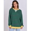image:imageANRABESS Womens Striped Oversized Sweatshirts Crew Neck Long Sleeve Shirts Soft Color Block Pullover Top Fashion ClothingBlue Green