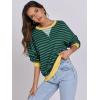 image:imageANRABESS Womens Striped Oversized Sweatshirts Crew Neck Long Sleeve Shirts Soft Color Block Pullover Top Fashion ClothingBlue Green