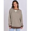 image:imageANRABESS Womens Striped Oversized Sweatshirts Crew Neck Long Sleeve Shirts Soft Color Block Pullover Top Fashion ClothingBrown White
