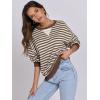 image:imageANRABESS Womens Striped Oversized Sweatshirts Crew Neck Long Sleeve Shirts Soft Color Block Pullover Top Fashion ClothingBrown White