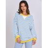 image:imageANRABESS Womens Striped Oversized Sweatshirts Crew Neck Long Sleeve Shirts Soft Color Block Pullover Top Fashion ClothingBule White