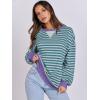 image:imageANRABESS Womens Striped Oversized Sweatshirts Crew Neck Long Sleeve Shirts Soft Color Block Pullover Top Fashion ClothingGreen Grey