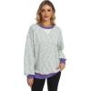 image:imageANRABESS Womens Striped Oversized Sweatshirts Crew Neck Long Sleeve Shirts Soft Color Block Pullover Top Fashion ClothingGreen Purple Yellow Stripe