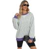 image:imageANRABESS Womens Striped Oversized Sweatshirts Crew Neck Long Sleeve Shirts Soft Color Block Pullover Top Fashion ClothingGreen Purple Yellow Stripe