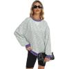 image:imageANRABESS Womens Striped Oversized Sweatshirts Crew Neck Long Sleeve Shirts Soft Color Block Pullover Top Fashion ClothingGreen Purple Yellow Stripe