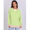 image:imageANRABESS Womens Striped Oversized Sweatshirts Crew Neck Long Sleeve Shirts Soft Color Block Pullover Top Fashion ClothingLight Yellow Green