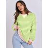 image:imageANRABESS Womens Striped Oversized Sweatshirts Crew Neck Long Sleeve Shirts Soft Color Block Pullover Top Fashion ClothingLight Yellow Green